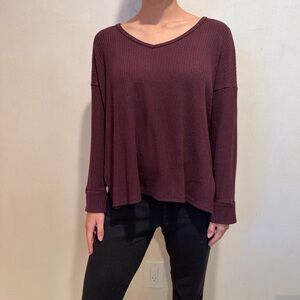 American Eagle Maroon Long Sleeve Top